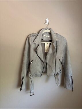 IVIVI Light Gray Suede Moto Biker Jacket size small NWT